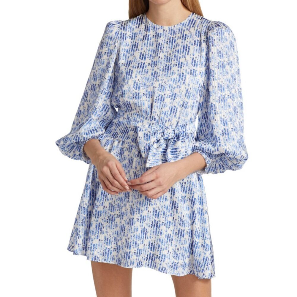 Alice + Olivia Blue Molli Floral Tie Waist Wrap Dress $495